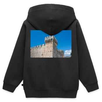 Burg und Festung Kamerlengo (Kaštel Kamerlengo) - Kinder Premium Organic Zip Hoodie - Schwarz - Hinten - AI Model Kid Male (0cm)