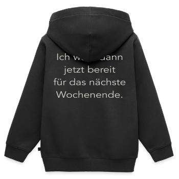 Wochenende - Kinder Premium Organic Zip Hoodie - Schwarz - Hinten - AI Model Kid Male (0cm)