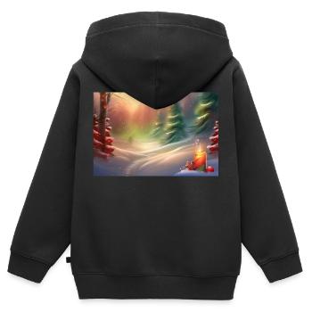 Rêverie de Noël - Sweat Premium à capuche zippé enfant bio - noir - Dos - AI Model Kid Male (0cm)