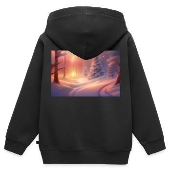 Promesse de Noël dans la forêt d’hiver - Sweat Premium à capuche zippé enfant bio - noir - Dos - AI Model Kid Male (0cm)