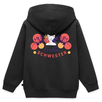 Geschenk für große Schwester - Kinder Premium Organic Zip Hoodie - Schwarz - Hinten - AI Model Kid Male (0cm)