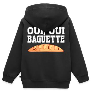 oui oui baguette Design pour un ventilateur baguette - Sweat Premium à capuche zippé enfant bio - noir - Dos - AI Model Kid Male (0cm)