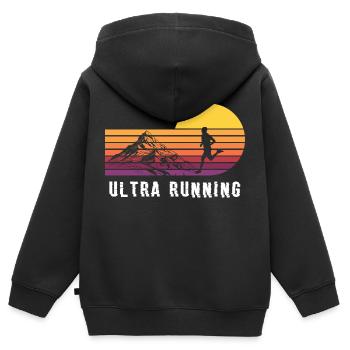 Trail Run Ultra Running Berg Trekking Laufen - Kinder Premium Organic Zip Hoodie - Schwarz - Hinten - AI Model Kid Male (0cm)