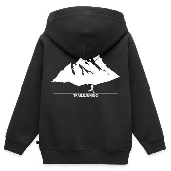 Trail Run Ultra Running Trekking en montagne Course à pied - Sweat Premium à capuche zippé enfant bio - noir - Dos - AI Model Kid Male (0cm)