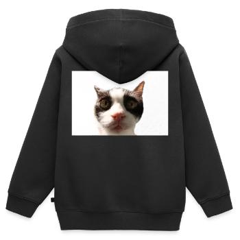 Katze - Kinder Premium Organic Zip Hoodie - Schwarz - Hinten - AI Model Kid Male (0cm)