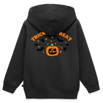 trick or treat 01 - Kinder Premium Organic Zip Hoodie - Schwarz - Hinten - AI Model Kid Male (0cm)