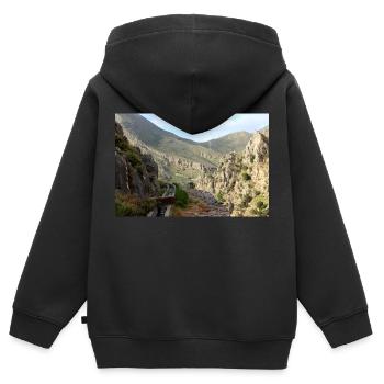 Montagnes de montagne Paysage de montagne Poster - Sweat Premium à capuche zippé enfant bio - noir - Dos - AI Model Kid Male (0cm)