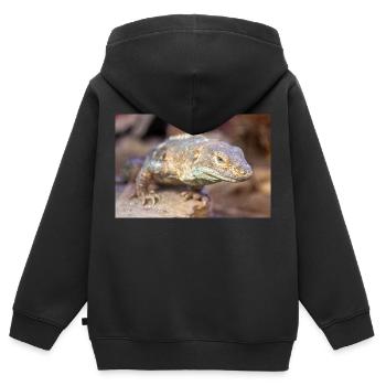 schwarzer Leguan auch schwarzer Ctenosaurier auch schwarz stachelig - Kinder Premium Organic Zip Hoodie - Schwarz - Hinten - AI Model Kid Male (0cm)
