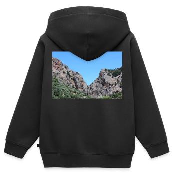 Berg Berge Berglandschaft Poster - Kinder Premium Organic Zip Hoodie - Schwarz - Hinten - AI Model Kid Male (0cm)