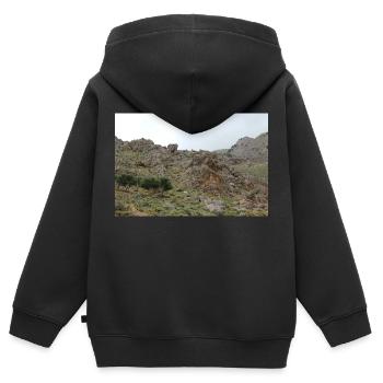Montagnes de montagne Paysage de montagne Poster - Sweat Premium à capuche zippé enfant bio - noir - Dos - AI Model Kid Male (0cm)