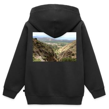 Montagnes de montagne Paysage de montagne Poster - Sweat Premium à capuche zippé enfant bio - noir - Dos - AI Model Kid Male (0cm)