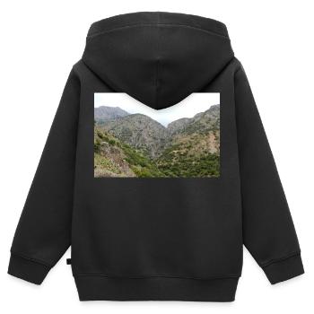 Montagnes de montagne Paysage de montagne Poster - Sweat Premium à capuche zippé enfant bio - noir - Dos - AI Model Kid Male (0cm)