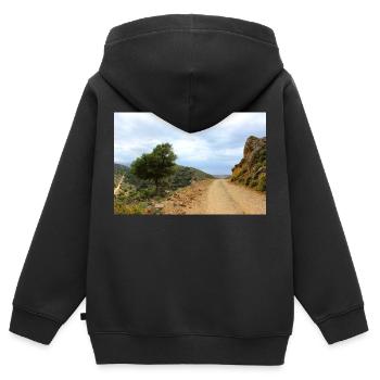 Montagnes de montagne Paysage de montagne Poster - Sweat Premium à capuche zippé enfant bio - noir - Dos - AI Model Kid Male (0cm)