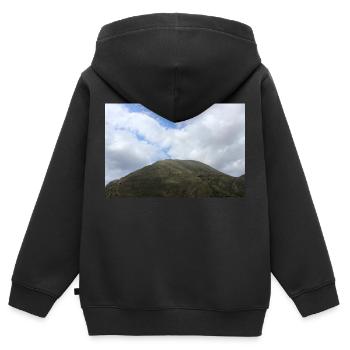 Montagnes de montagne Paysage de montagne Poster - Sweat Premium à capuche zippé enfant bio - noir - Dos - AI Model Kid Male (0cm)