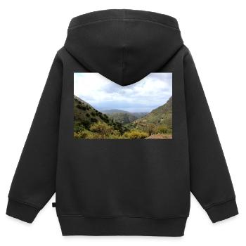 Montagnes de montagne Paysage de montagne Poster - Sweat Premium à capuche zippé enfant bio - noir - Dos - AI Model Kid Male (0cm)