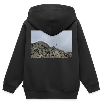 Montagnes de montagne Paysage de montagne Poster - Sweat Premium à capuche zippé enfant bio - noir - Dos - AI Model Kid Male (0cm)