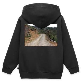 Montagnes de montagne Paysage de montagne Poster - Sweat Premium à capuche zippé enfant bio - noir - Dos - AI Model Kid Male (0cm)