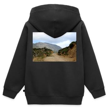 Berg Berge Berglandschaft Poster - Kinder Premium Organic Zip Hoodie - Schwarz - Hinten - AI Model Kid Male (0cm)