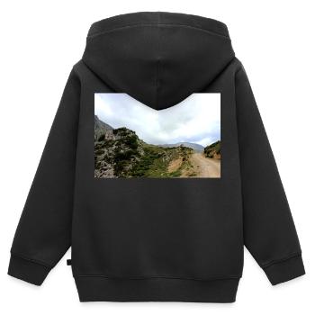 Montagnes de montagne Paysage de montagne Poster - Sweat Premium à capuche zippé enfant bio - noir - Dos - AI Model Kid Male (0cm)
