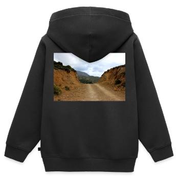 Montagnes de montagne Paysage de montagne Poster - Sweat Premium à capuche zippé enfant bio - noir - Dos - AI Model Kid Male (0cm)