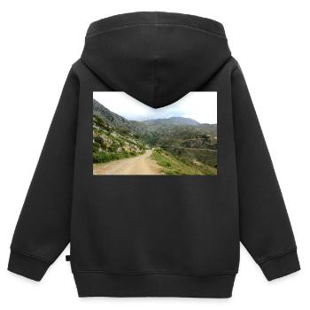 Montagnes de montagne Paysage de montagne Poster - Sweat Premium à capuche zippé enfant bio - noir - Dos - AI Model Kid Male (0cm)
