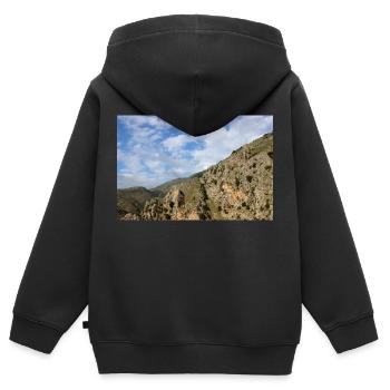Montagnes de montagne Paysage de montagne Poster - Sweat Premium à capuche zippé enfant bio - noir - Dos - AI Model Kid Male (0cm)