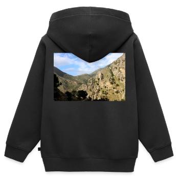 Montagnes de montagne Paysage de montagne Poster - Sweat Premium à capuche zippé enfant bio - noir - Dos - AI Model Kid Male (0cm)