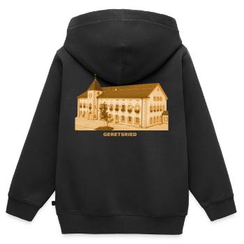 Geretsried Rathaus Oberbayern Bad Tölz Bayern - Kinder Premium Organic Zip Hoodie - Schwarz - Hinten - AI Model Kid Male (0cm)