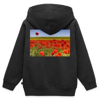 Champ de coquelicots - Sweat Premium à capuche zippé enfant bio - noir - Dos - AI Model Kid Male (0cm)