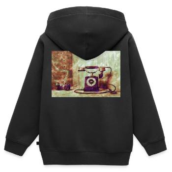 Telefon mit Kamera - Kinder Premium Organic Zip Hoodie - Schwarz - Hinten - AI Model Kid Male (0cm)