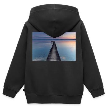 Evening atmosphere at Lake Ammersee - Kids Premium Organic Zip-up Hoodie - black - Back - AI Model Kid Male (0cm)