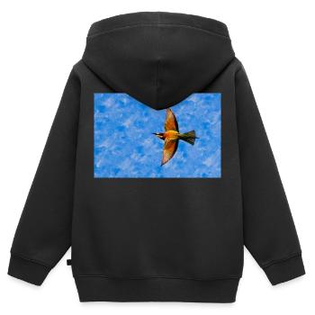 Guêpiers en vol - Sweat Premium à capuche zippé enfant bio - noir - Dos - AI Model Kid Male (0cm)
