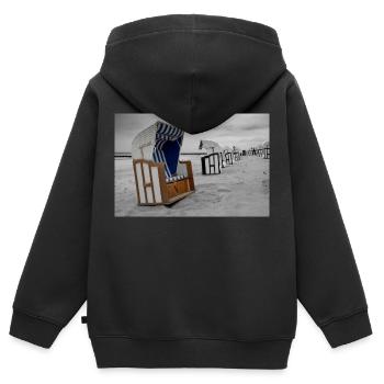 Strandkorb an der Ostsee - Kinder Premium Organic Zip Hoodie - Schwarz - Hinten - AI Model Kid Male (0cm)