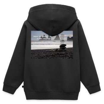 Des obstacles sur le chemin - Sweat Premium à capuche zippé enfant bio - noir - Dos - AI Model Kid Male (0cm)