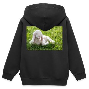 Lamm mit Kussmund - Kinder Premium Organic Zip Hoodie - Schwarz - Hinten - AI Model Kid Male (0cm)