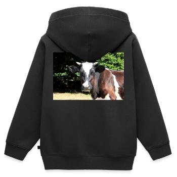 Cow Poster - Kids Premium Organic Zip-up Hoodie - black - Back - AI Model Kid Male (0cm)