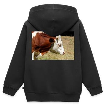 Cow Poster - Kids Premium Organic Zip-up Hoodie - black - Back - AI Model Kid Male (0cm)