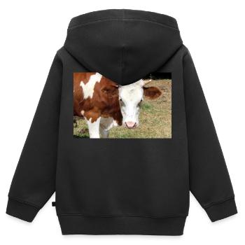 Affiche de vache - Sweat Premium à capuche zippé enfant bio - noir - Dos - AI Model Kid Male (0cm)