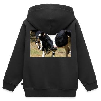 Cow Poster - Kids Premium Organic Zip-up Hoodie - black - Back - AI Model Kid Male (0cm)
