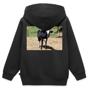 Cow Poster - Kids Premium Organic Zip-up Hoodie - black - Back - AI Model Kid Male (0cm)