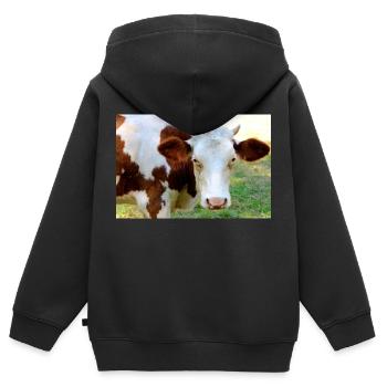 Cow Poster - Kids Premium Organic Zip-up Hoodie - black - Back - AI Model Kid Male (0cm)