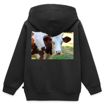 Cow Poster - Kids Premium Organic Zip-up Hoodie - black - Back - AI Model Kid Male (0cm)