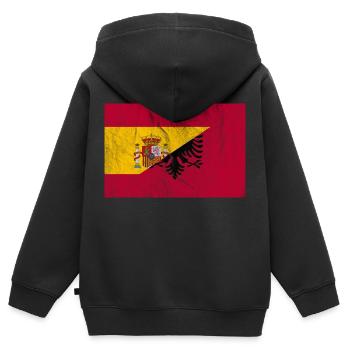 Vintage Espagne Albanie - Sweat Premium à capuche zippé enfant bio - noir - Dos - AI Model Kid Male (0cm)
