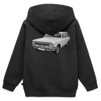 Voiture GAZ M 24-02 Volga Kombi Union Soviétique Oldtimer - Sweat Premium à capuche zippé enfant bio - noir - Dos - AI Model Kid Male (0cm)
