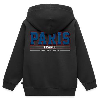 Paris - Sweat Premium à capuche zippé enfant bio - noir - Dos - AI Model Kid Male (0cm)