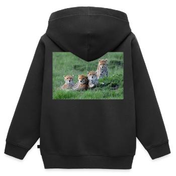 Geparden - Kinder Premium Organic Zip Hoodie - Schwarz - Hinten - AI Model Kid Male (0cm)