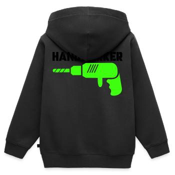 handwerker - Kinder Premium Organic Zip Hoodie - Schwarz - Hinten - AI Model Kid Male (0cm)