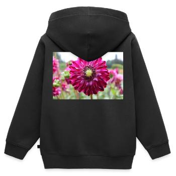 Dahlia Red Violet Blossom ,Flower - Kids Premium Organic Zip-up Hoodie - black - Back - AI Model Kid Male (0cm)