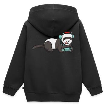 Furet, propriétaire de furet - Sweat Premium à capuche zippé enfant bio - noir - Dos - AI Model Kid Male (0cm)