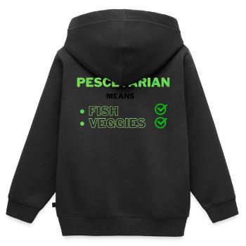 Pescetarian means Fish and Veggies Bedeutung - Kinder Premium Organic Zip Hoodie - Schwarz - Hinten - AI Model Kid Male (0cm)